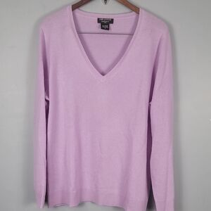 Lord & Taylor Cashmere Lavender Purple V-Neck Sweater